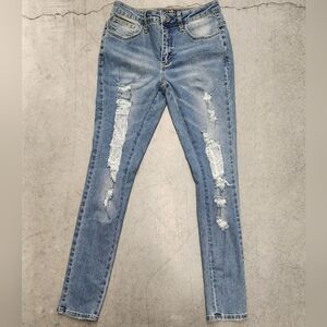 Venus Size 4 Pearl‎ And Lace Distressed Jeans